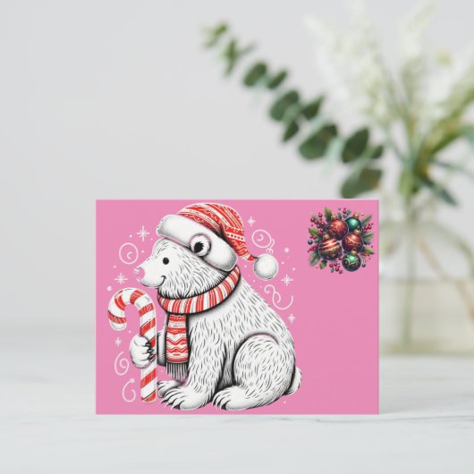 Kerstfeest Mooi Polar Beer Briefkaart (Staand voorkant)