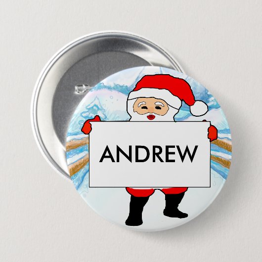 Kerstfeest  naambadges ronde button 7,6 cm (Voorkant /achterkant)