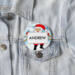 Kerstfeest  naambadges ronde button 7,6 cm