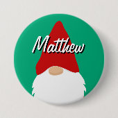 Kerstfeest naamknoppen met schattige kabouter ronde button 7,6 cm (Voorkant)