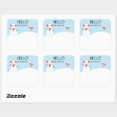 Kerstfeest Naamlabel Sneeuwman Vierkante Sticker (Vel)