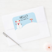Kerstfeest Naamlabel Sneeuwman Vierkante Sticker (Envelop)