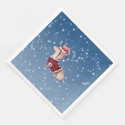 Kerstfeest Napkins Dachshund Paper Napkins Servet (Hoek)