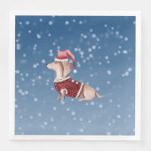 Kerstfeest Napkins Dachshund Paper Napkins Servet (Voorkant)