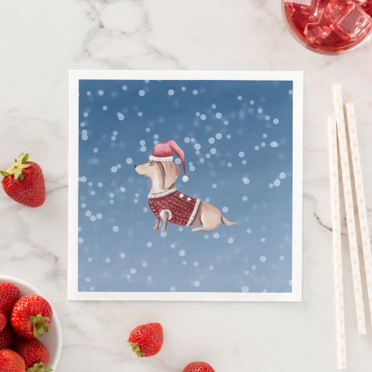 Kerstfeest Napkins Dachshund Paper Napkins Servet (Insitu)