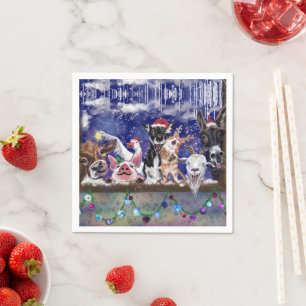 Kerstfeest Napkins Happy Animal Party Servet