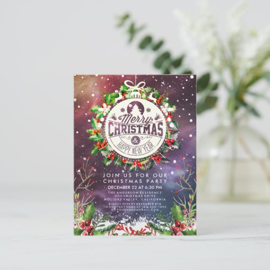 Kerstfeest nieuwjaar feestdag Holly Wreatsnow Briefkaart (Staand voorkant)