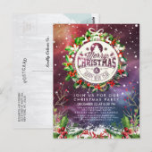 Kerstfeest nieuwjaar feestdag Holly Wreatsnow Briefkaart (Voorkant / Achterkant)