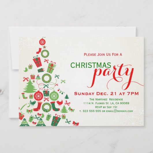 Kerstfeest Nodig de kleurrijke kerstboom uit Kaart (Voorkant)