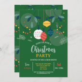 Kerstfeest Nodig Groene Feestpartij Bauble Kaart (Voorkant / Achterkant)