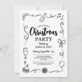 Kerstfeest Nodig Hand getrokken Monochrome Kaart (Voorkant)