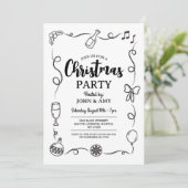 Kerstfeest Nodig Hand getrokken Monochrome Kaart (Staand voorkant)