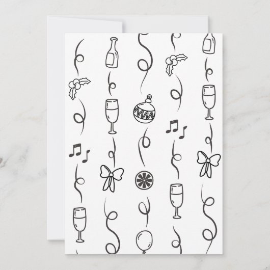 Kerstfeest Nodig Hand getrokken Monochrome Kaart (Achterkant)