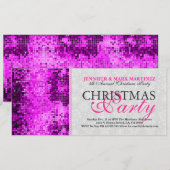 Kerstfeest Nodig roze discoglitter uit Kaart (Voorkant / Achterkant)