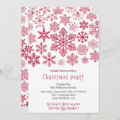 Kerstfeest Nodig Snowflakes Red uit Kaart (Voorkant / Achterkant)