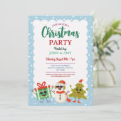 Kerstfeest Nodig Snowman Kerstboom uit Kaart (Staand voorkant)