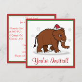 Kerstfeest Nodig Wooly Mammoth uit in Santa Hat Kaart (Voorkant / Achterkant)