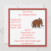 Kerstfeest Nodig Wooly Mammoth uit in Santa Hat Kaart (Achterkant)