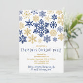 Kerstfeest nodigt chique sneeuwvlokken uit kaart (Staand voorkant)