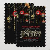 Kerstfeest Noite Gold & Red Art-Deco Kaart (Voorkant / Achterkant)