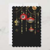 Kerstfeest Noite Gold & Red Art-Deco Kaart (Achterkant)