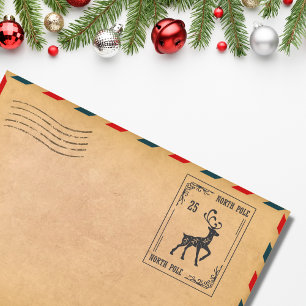 Kerstfeest Noordpool Rendieren Rubberstempel