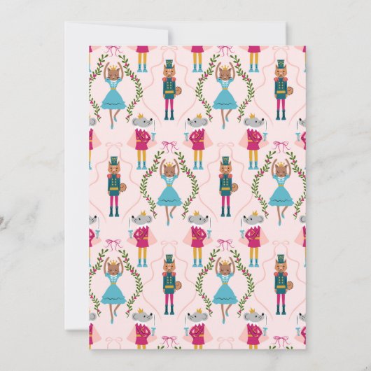 Kerstfeest Notenkraker Roze Kaart (Achterkant)