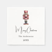 Kerstfeest notenkraker stoffig roze servet (Voorkant)