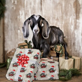  kerstfeest Nubian Kind Goat Poinsettia Wreate Cadeaupapier