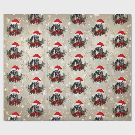 kerstfeest Nubian Kind Goat Poinsettia Wreate Cadeaupapier (Vlak)