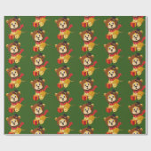 Kerstfeest oerwoud leeuw-feestdag, afgeknoopt cadeaupapier (Vlak)