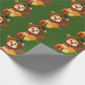 Kerstfeest oerwoud leeuw-feestdag, afgeknoopt cadeaupapier (Hoek)