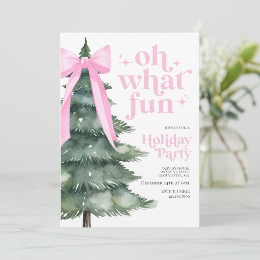 Kerstfeest Oh wat leuk roze Kaart (Staand voorkant)