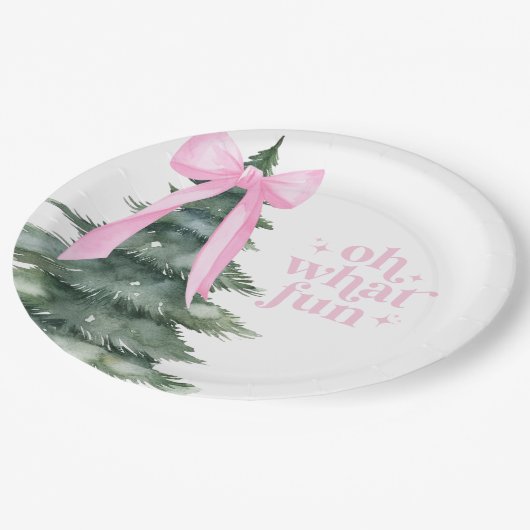 Kerstfeest Oh wat leuk roze Papieren Bordje (Gekanteld)