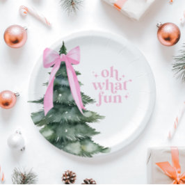 Kerstfeest Oh wat leuk roze Papieren Bordje