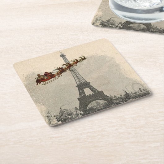  kerstfeest Onderzetter in Parijs (Schuin)