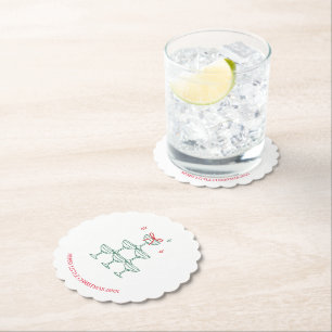 Kerstfeest Onderzetters Retro Strik Groen Cocktail