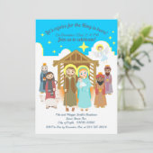 kerstfeest op de nativiteitsscène kaart (Staand voorkant)