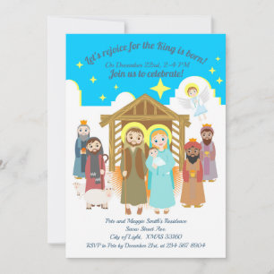 kerstfeest op de nativiteitsscène kaart