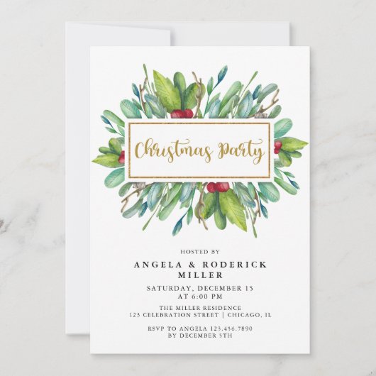 Kerstfeest op de rode en groene winter kaart (Voorkant)