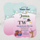 Kerstfeest op de tweede verjaardag Santa Snowman P Kaart (Voorkant / Achterkant)