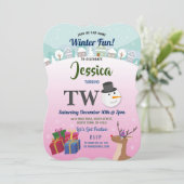 Kerstfeest op de tweede verjaardag Santa Snowman P Kaart (Staand voorkant)