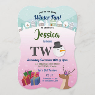 Kerstfeest op de tweede verjaardag Santa Snowman P Kaart