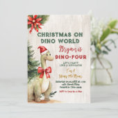 Kerstfeest op Dino World Dinosaur Verjaardagsfeest Kaart (Staand voorkant)