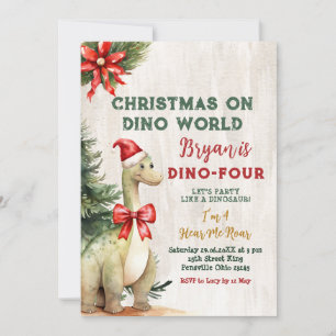Kerstfeest op Dino World Dinosaur Verjaardagsfeest Kaart