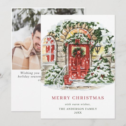 Kerstfeest op feestelijke feestelijke feestelijke  feestdagenkaart (Voorkant / Achterkant)