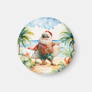 Kerstfeest op het strand met Kerstman  Magneet
