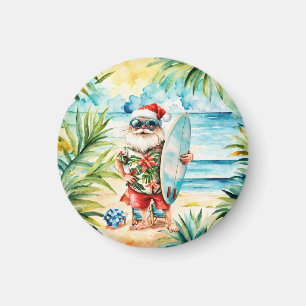 Kerstfeest op het strand met Kerstman  Magneet