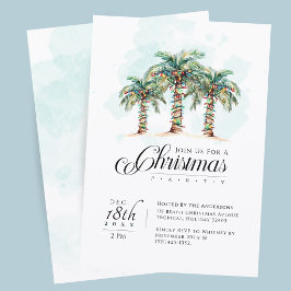 Kerstfeest op het strand met palmbomen kaart