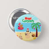 Kerstfeest op het strand ronde button 5,7 cm (Voorkant /achterkant)